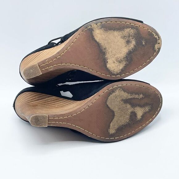 Linea Paolo Stretch Lace Black Suede Wedge Sandals - Women’s 5M - Picture 7 of 9